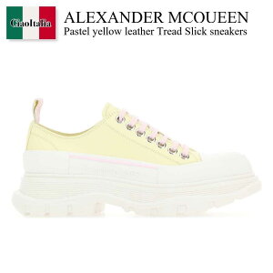 yʌE݌ɌEҏIz ALT_[E}bNC[ / Alexander Mcqueen Pastel Yellow Leather Tread Slick Sneakers / 702042 WHZ62 / 702042 WHZ62 7157 / 702042WHZ62 / 702042WHZ62 7157 / 702042WHZ627157 / Xj