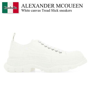 yʌE݌ɌEҏIz ALT_[E}bNC[ / Alexander Mcqueen White Canvas Tread Slick Sneakers / 697072 W4MV2 / 697072 W4MV2 9000 / 697072W4MV2 / 697072W4MV2 9000 / 697072W4MV29000 / Xj[J[