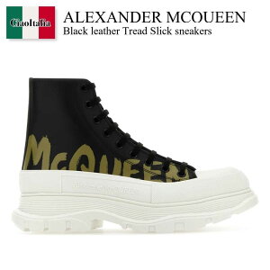 yʌE݌ɌEҏIz ALT_[E}bNC[ / Alexander Mcqueen Black Leather Tread Slick Sneakers / 777960 WIAT6 / 777960 WIAT6 1680 / 777960WIAT6 / 777960WIAT6 1680 / 777960WIAT61680 / Xj[J[