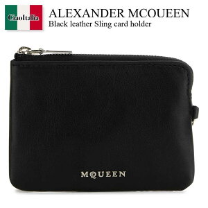 yʌE݌ɌEҏIz ALT_[E}bNC[ / Alexander Mcqueen Black Leather Sling Card Holder / 804435 1T1AN / 804435 1T1AN 1000 / 8044351T1AN / 8044351T1AN 1000 / 8044351T1AN1000 / J[hP[X
