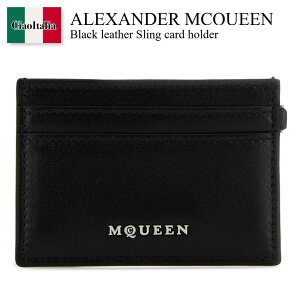 yʌE݌ɌEҏIz ALT_[E}bNC[ / Alexander Mcqueen Black Leather Sling Card Holder / 804434 1T1AN / 804434 1T1AN 1000 / 8044341T1AN / 8044341T1AN 1000 / 8044341T1AN1000 / J[hP[X