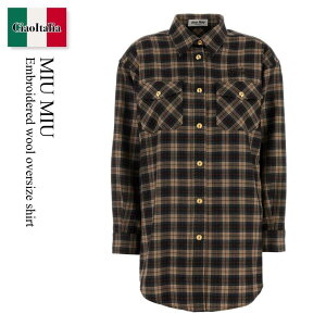 �y���ʌ���E�݌Ɍ���E�����ҏ����I�z �~���E�~���E / Miu Miu Embroidered Wool Oversize Shirt / MK1906 F0040 / MK1906 SOOO16DO F0040 / MK1906SOOO16DO / MK1906SOOO16DO F0040 / MK1906SOOO16DOF0040 / �u���E�X�E�V���c