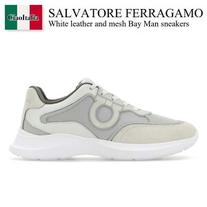 yʌE݌ɌEҏIz tFK / Salvatore Ferragamo White Leather And Mesh Bay Man Sneakers / 029826 779355M / 029826 779355M BIANCOOTT / 029826779355M / 029826779355M BIANCOOTT / 029826779355MBIANCOOTT / Xj[