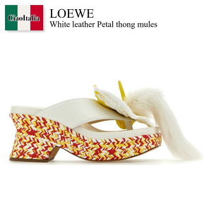 yʌE݌ɌEҏIz Gx / Loewe White Leather Petal Thong Mules / L814S10X01 / L814S10X01 WHIMUL / L814S10X01WHIMUL / T_E~[