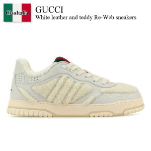 yʌE݌ɌEҏIz Ob` / Gucci White Leather And Teddy Re-Web Sneakers / 800178 FADQ0 / 800178 FADQ0 9092 / 800178FADQ0 / 800178FADQ0 9092 / 800178FADQ09092 / Xj[J[