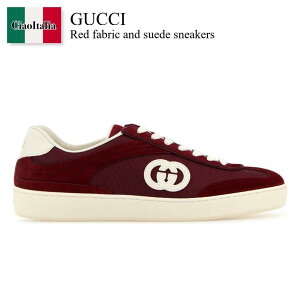 yʌE݌ɌEҏIz Ob` / Gucci Red Fabric And Suede Sneakers / 812656 AADM0 / 812656 AADM0 6258 / 812656AADM0 / 812656AADM0 6258 / 812656AADM06258 / Xj[J[