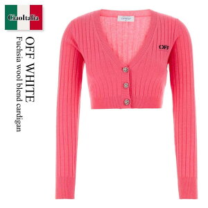 yʌE݌ɌEҏIz ItzCg / Off White Fuchsia Wool Blend Cardigan / OWHB048F24KNI001 / OWHB048F24KNI001 3B10 / OWHB048F24KNI0013B10 / J[fBK