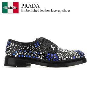 �y���ʌ���E�݌Ɍ���E�����ҏ����I�z �v���_ / Prada Embellished Leather Lace-Up Shoes / 2EA151 F0632 / 2EA151 FX0003D30 F0632 / 2EA151FX0003D30 / 2EA151FX0003D30 F0632 / 2EA151FX0003D30F0632 / �h���X�V���[�Y�E�v�C�E�r�W�l