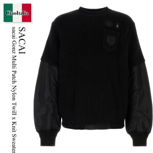 �y���ʌ���E�݌Ɍ���E�����ҏ����I�z �T�J�C / Sacai Sacai Gonz Multi Patch Nylon Twill X Knit Sweater / 2403550M / 2403550M 001 / 2403550M001 / �X�E�F�b�g�E�g���[�i�[