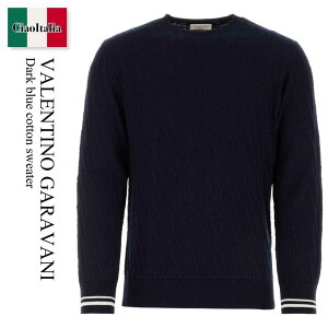 yʌE݌ɌEҏIz o`m / Valentino Garavani Dark Blue Cotton Sweater / 5V3KC30IAC8 / 5V3KC30IAC8 ZDL / 5V3KC30IAC8ZDL / jbgEZ[^[