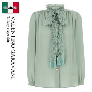 yʌE݌ɌEҏIz o`m / Valentino Garavani Tiffany Crepe Shirt / 6B3AB77590F / 6B3AB77590F R5F / 6B3AB77590FR5F / uEXEVc