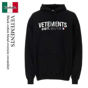 �y���ʌ���E�݌Ɍ���E�����ҏ����I�z ���F�g���� / Vetements Black Cotton Blend Oversize Sweatshirt / UE54HD100B / UE54HD100B BLACK / UE54HD100BBLACK / �p�[�J�[�E�t�[�f�B