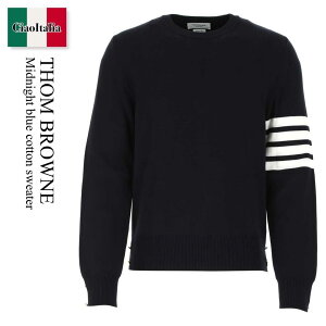 yʌE݌ɌEҏIz g uE / Thom Browne Midnight Blue Cotton Sweater / MKA202A00219 / MKA202A00219 415 / MKA202A00219415 / jbgEZ[^[