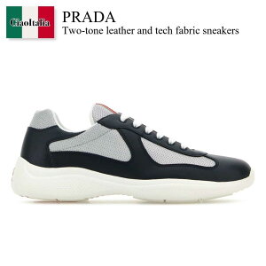 yʌE݌ɌEҏIz v_ / Prada Two-Tone Leather And Tech Fabric Sneakers / 4E3400 F0W4C / 4E3400 FG0006GW F0W4C / 4E3400FG0006GW / 4E3400FG0006GW F0W4C / 4E3400FG0006GWF0W4C / Xj[J[