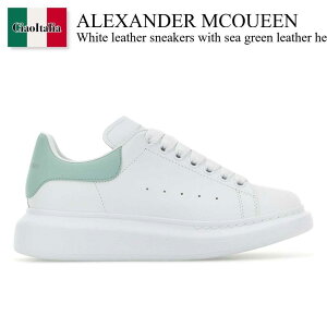 yʌE݌ɌEҏIz ALT_[E}bNC[ / Alexander Mcqueen White Leather Sneakers With Sea Green Leat / 553770 WIAEE / 553770 WIAEE 9153 / 553770WIAEE / 553770WIAEE 9153 / 553770WIAEE9153 / Xj