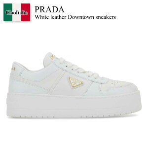 yʌE݌ɌEҏIz v_ / Prada White Leather Downtown Sneakers / 1E792M F0009 / 1E792M FD0503LPH F0009 / 1E792MFD0503LPH / 1E792MFD0503LPH F0009 / 1E792MFD0503LPHF0009 / Xj[J[