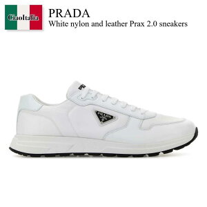 yʌE݌ɌEҏIz v_ / Prada White Nylon And Leather Prax 2.0 Sneakers / 2EE443 F0964 / 2EE443 FG0003LF5 F0964 / 2EE443FG0003LF5 / 2EE443FG0003LF5 F0964 / 2EE443FG0003LF5F0964 / Xj[J[