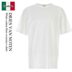 �y���ʌ���E�݌Ɍ���E�����ҏ����I�z �h���X ���@�� �m�b�e�� / Dries Van Noten White Cotton Herr Oversize T-Shirt / 2520211012600 / 2520211012600 001 / 2520211012600001 / T�V���c�E�J�b�g�\�[
