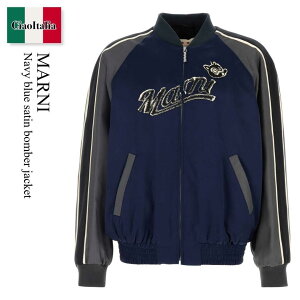 yʌE݌ɌEҏIz }j / Marni Navy Blue Satin Bomber Jacket / JUMU0193QSTV792 / JUMU0193QSTV792 00B94 / JUMU0193QSTV79200B94 / MA-1