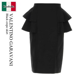 yʌE݌ɌEҏIz o`m / Valentino Garavani Black Crepe Skirt / 7B3RADJ51CF / 7B3RADJ51CF 0NO / 7B3RADJ51CF0NO / XJ[g