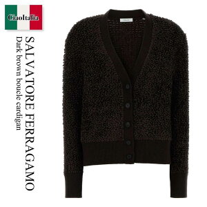 �y���ʌ���E�݌Ɍ���E�����ҏ����I�z �t�F���K�� / Salvatore Ferragamo Dark Brown Boucle Cardigan / 13H752 788431 / 13H752 788431 DARKEXPRESSO / 13H752788431 / 13H752788431 DARKEXPRESSO / 13H752788431DARKEXPRESSO / �J�[�f�B�K��