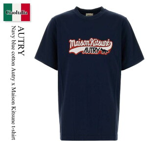 �y���ʌ���E�݌Ɍ���E�����ҏ����I�z �I�[�g���[ / Autry Navy Blue Cotton Autry X Maison Kitsune T-Shirt / TSPXMK2B / TSPX / TSPX MK2B / T�V���c�E�J�b�g�\�[