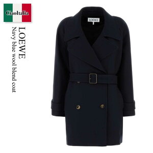 �y���ʌ���E�݌Ɍ���E�����ҏ����I�z ���G�x / Loewe Navy Blue Wool Blend Coat / S540Y01XBE / S540Y01XBE NAVYBLUE / S540Y01XBENAVYBLUE / �R�[�g