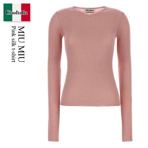 �y���ʌ���E�݌Ɍ���E�����ҏ����I�z �~���E�~���E / Miu Miu Pink Silk T-Shirt / MML01B F0638 / MML01B SOOO18BQ F0638 / MML01BSOOO18BQ / MML01BSOOO18BQ F0638 / MML01BSOOO18BQF0638 / T�V���c�E�J�b�g�\�[