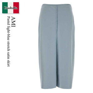 �y���ʌ���E�݌Ɍ���E�����ҏ����I�z �A�~�A���N�T���h���}�e���b�V / Ami Pastel Light-Blue Stretch Satin Skirt / FSK447PL0037 / FSK447PL0037 4506 / FSK447PL00374506 / �X�J�[�g
