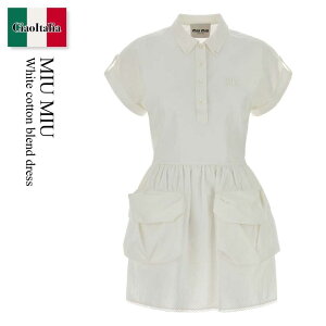 �y���ʌ���E�݌Ɍ���E�����ҏ����I�z �~���E�~���E / Miu Miu White Cotton Blend Dress / MF6142 F0009 / MF6142 SOOO163M F0009 / MF6142SOOO163M / MF6142SOOO163M F0009 / MF6142SOOO163MF0009 / �����s�[�X