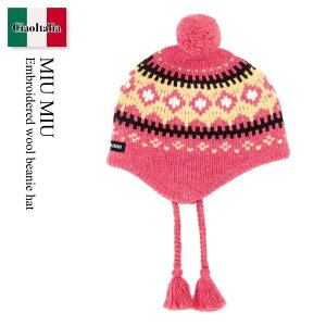 �y���ʌ���E�݌Ɍ���E�����ҏ����I�z �~���E�~���E / Miu Miu Embroidered Wool Beanie Hat / 5HC488 F0028 / 5HC488 18SI F0028 / 5HC48818SI / 5HC48818SI F0028 / 5HC48818SIF0028 / �j�b�g�L���b�v�E�r�[�j�[