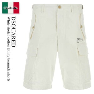 �y���ʌ���E�݌Ɍ���E�����ҏ����I�z �f�B�[�X�N�G�A�[�h / Dsquared White Stretch Cotton Utility Bermuda Shorts / S74MU0965 S35175 / S74MU0965 S35175 100 / S74MU0965S35175 / S74MU0965S35175 100 / S74MU0965S35175100 / �n�[�t�E