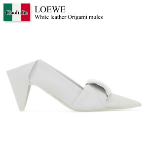 �y���ʌ���E�݌Ɍ���E�����ҏ����I�z ���G�x / Loewe White Leather Origami Mules / LLOIS01X02 / LLOIS01X02 OPTICWHITE / LLOIS01X02OPTICWHITE / �T���_���E�~���[��
