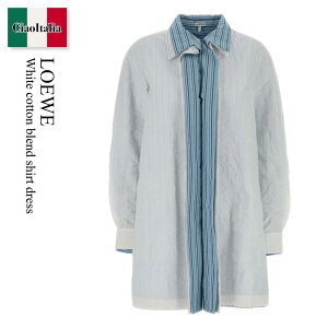 �y���ʌ���E�݌Ɍ���E�����ҏ����I�z ���G�x / Loewe White Cotton Blend Shirt Dress / S540Y09XVU / S540Y09XVU WHITE / S540Y09XVUWHITE / �����s�[�X