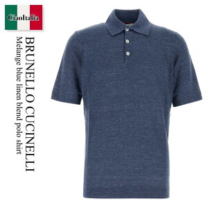 �y���ʌ���E�݌Ɍ���E�����ҏ����I�z �u���l���N�`�l�� / Brunello Cucinelli Melange Blue Linen Blend Polo Shirt / M2L00315 / M2L00315 C7860 / M2L00315C7860 / �|���V���c