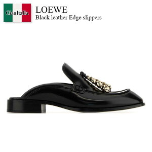 �y���ʌ���E�݌Ɍ���E�����ҏ����I�z ���G�x / Loewe Black Leather Edge Slippers / L814379X70 / L814379X70 BLACK / L814379X70BLACK / ���[�t�@�[�E�I�b�N�X�t�H�[�h