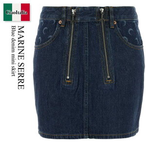 �y���ʌ���E�݌Ɍ���E�����ҏ����I�z �}���[���Z�� / Marine Serre Blue Denim Mini Skirt / WSK135ARDEN0002 / WSK135ARDEN0002 BL80 / WSK135ARDEN0002BL80 / �~�j�X�J�[�g
