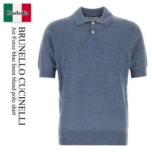 �y���ʌ���E�݌Ɍ���E�����ҏ����I�z �u���l���N�`�l�� / Brunello Cucinelli Air Force Blue Linen Blend Polo Shirt / MSL806105 / MSL806105 C7860 / MSL806105C7860 / �|���V���c