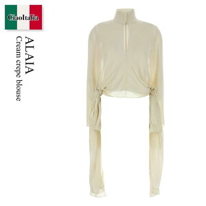 �y���ʌ���E�݌Ɍ���E�����ҏ����I�z �A�Y�f�B���A���C�A / Alaia Cream Crepe Blouse / AA9H1348T666B / AA9H1348T666B 030 / AA9H1348T666B030 / �u���E�X�E�V���c