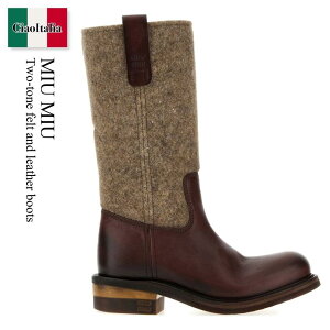 �y���ʌ���E�݌Ɍ���E�����ҏ����I�z �~���E�~���E / Miu Miu Two-Tone Felt And Leather Boots / 5U744E F05OZ / 5U744E F0453ZQ6 F05OZ / 5U744EF0453ZQ6 / 5U744EF0453ZQ6 F05OZ / 5U744EF0453ZQ6F05OZ / �~�h���u�[�c