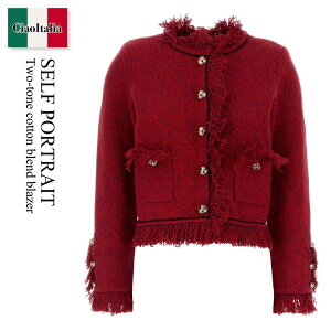 �y���ʌ���E�݌Ɍ���E�����ҏ����I�z �Z���t�E�|�[�g���C�g / Self Portrait Two-Tone Cotton Blend Blazer / SC26146JBR / SC26146JBR RED / SC26146JBRRED / �W���P�b�g