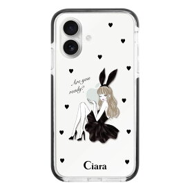 iPhoneケース クッションバンパー 耐衝撃クリアケース ブラックバニー