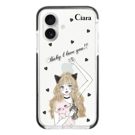 iPhoneケース クッションバンパー 耐衝撃クリアケース ブラックキャットガール