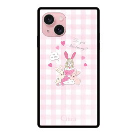 iPhoneケース スクエア 強化ガラスケース バニーアンドガール