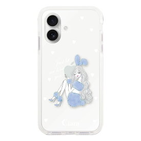 iPhoneケース クッションバンパー 耐衝撃クリアケース ブルーバニー