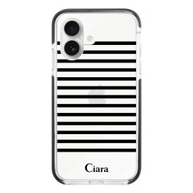 iPhoneケース クッションバンパー 耐衝撃クリアケース ボーダー