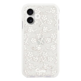 iPhoneケース クッションバンパー 耐衝撃クリアケース ファブリックスモールフラワーレース