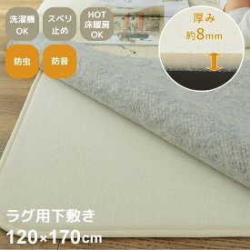 洗濯機で洗える ラグマット用 下敷き 120×170cm 洗える 丸洗い ウレタン入り 洗える 1.5帖 1.5畳 ラグ カーペット 滑り止め 防ダニ 防音 ホットカーペット対応 床暖房対応 ボリュームアップ ラグ用下敷き 下敷き専用ラグ ふかふか クッションマット 洗濯機OK