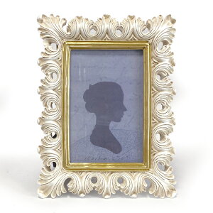 【メール便送料無料】 アンティーク フォトフレーム はがきサイズ レクト ホワイト 壁掛け 写真立て 写真たて フォトスタンド ポストカードサイズ KG判 白 ゴールド クラシック レトロ モダ