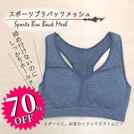 【楽天スーパーSALE】70％OFF！スポーツブラバックメッシュ スポブラ ナイトブラ 下着 レディース インナー ネイビー